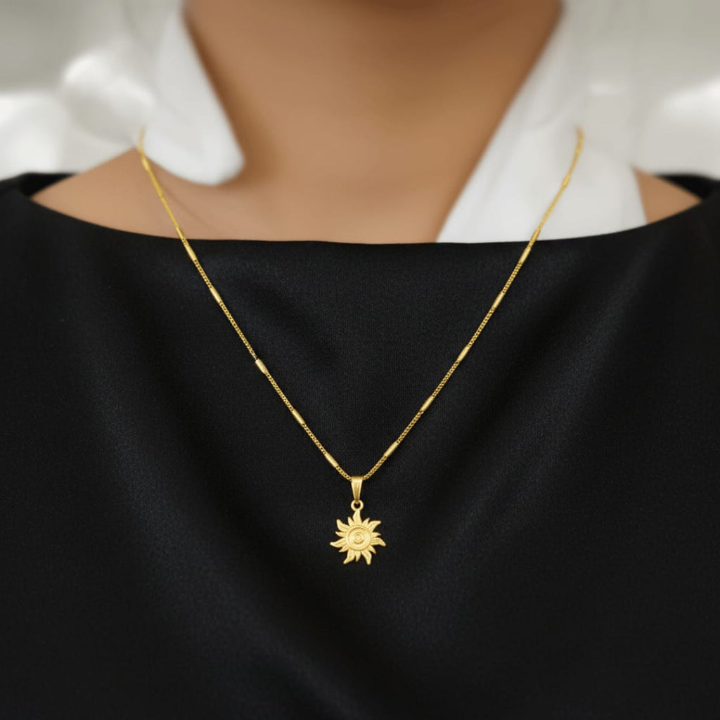 Sunburst Micro Gold Plated Pendant Chain