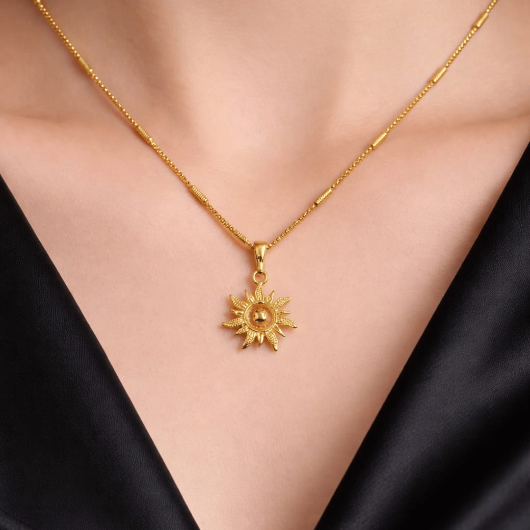Sunburst Micro Gold Plated Pendant Chain