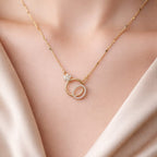 Double Ring CZ Micro Gold Pendant Chain
