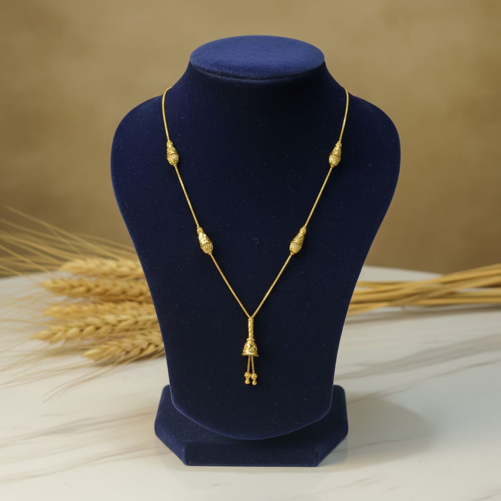 Gold Temple Bell Drop Pendant Chain
