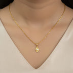 CZ Lotus Bud Gold Pendant Chain with Twisted Link