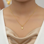 CZ Lotus Bud Gold Pendant Chain with Twisted Link