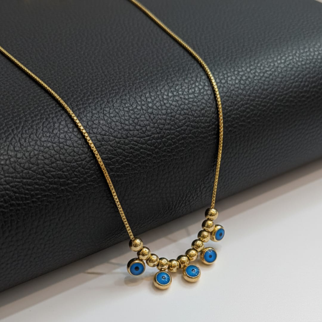 Imported Luxe Stainless Steel Multi Evil Eye Pendant Chain
