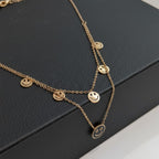 Imported Luxe Stainless Steel Layered Smiley Face Pendant Chain