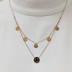 Imported Luxe Stainless Steel Layered Smiley Face Pendant Chain