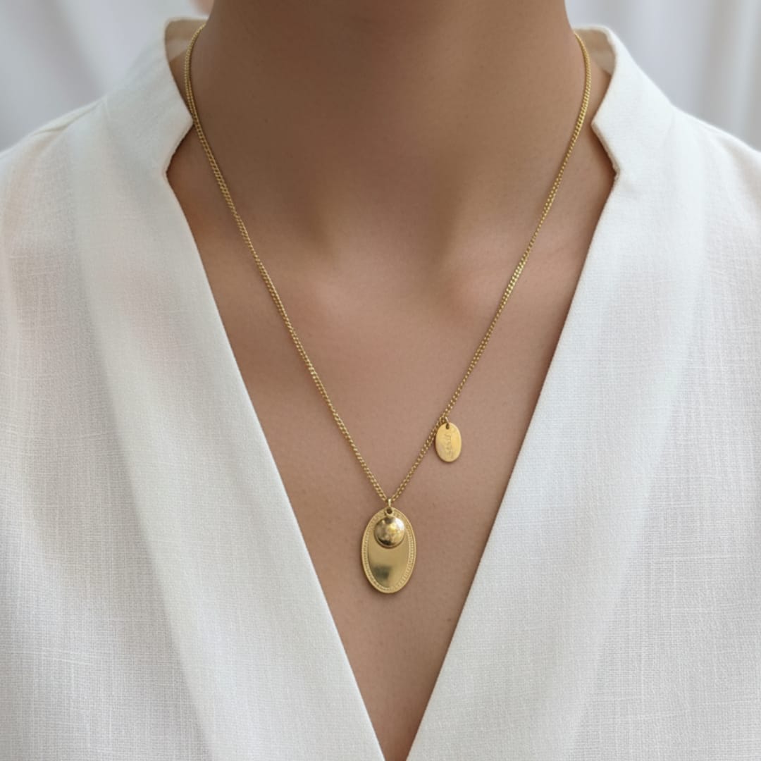 Premium Anti-Tarnish Steel Oval Ball Pendant Chain
