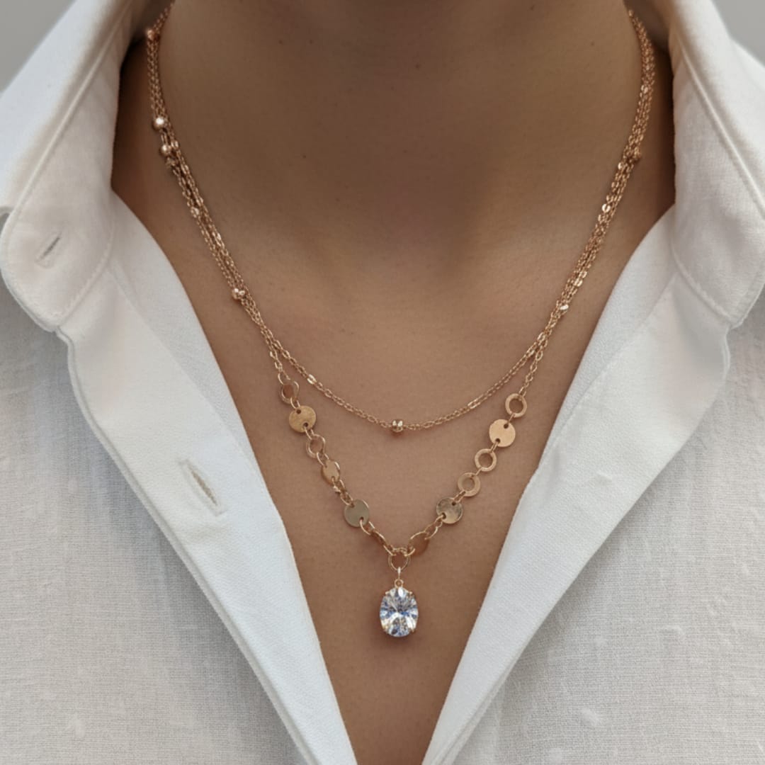 Premium Anti-Tarnish Steel Layered CZ Pendant Chain