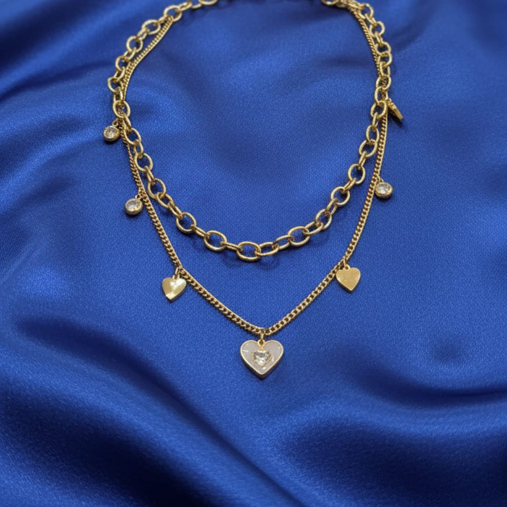 Premium Anti-Tarnish Steel Layered Heart Charm Chain