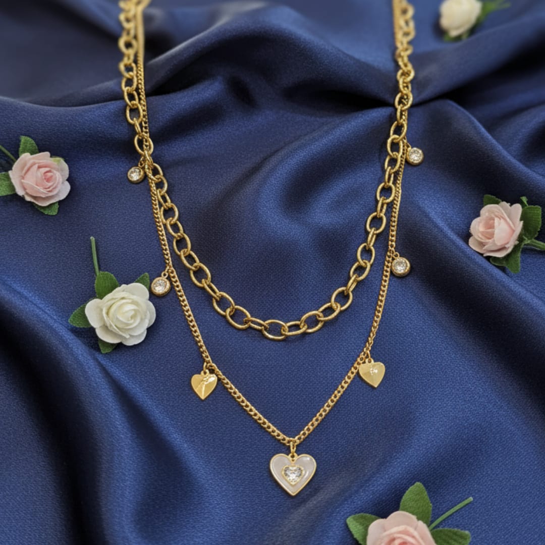 Premium Anti-Tarnish Steel Layered Heart Charm Chain