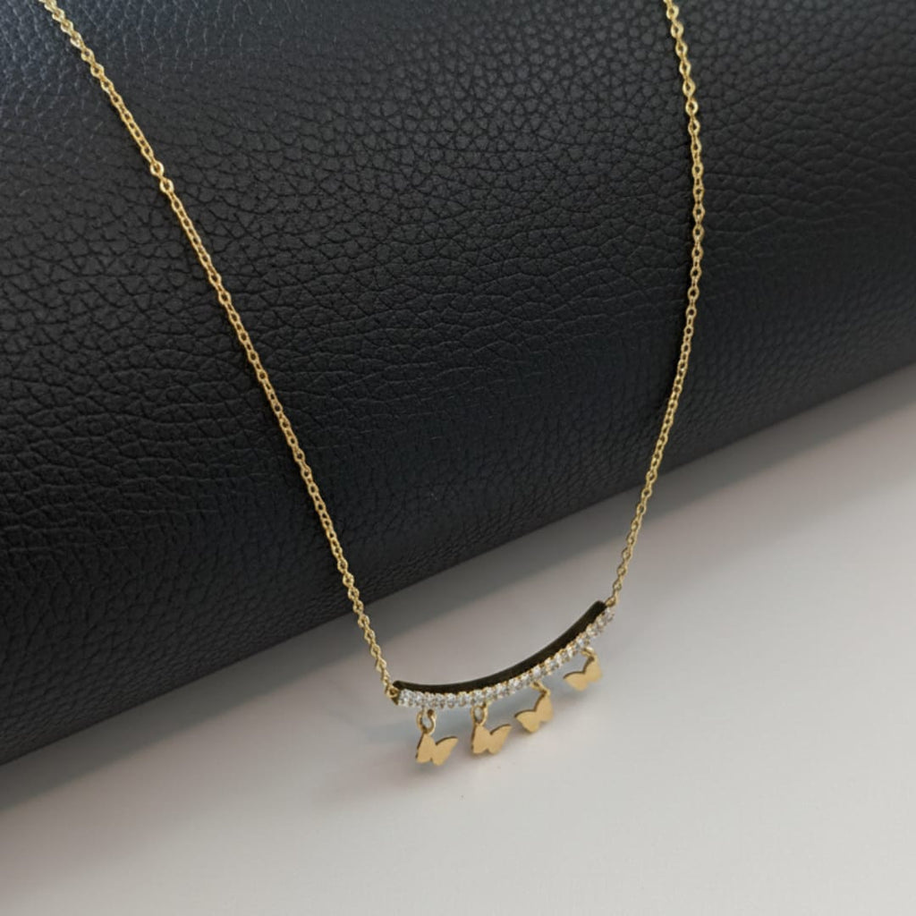 EverShine Anti-Tarnish Stainless Steel CZ Butterfly Charm Chain