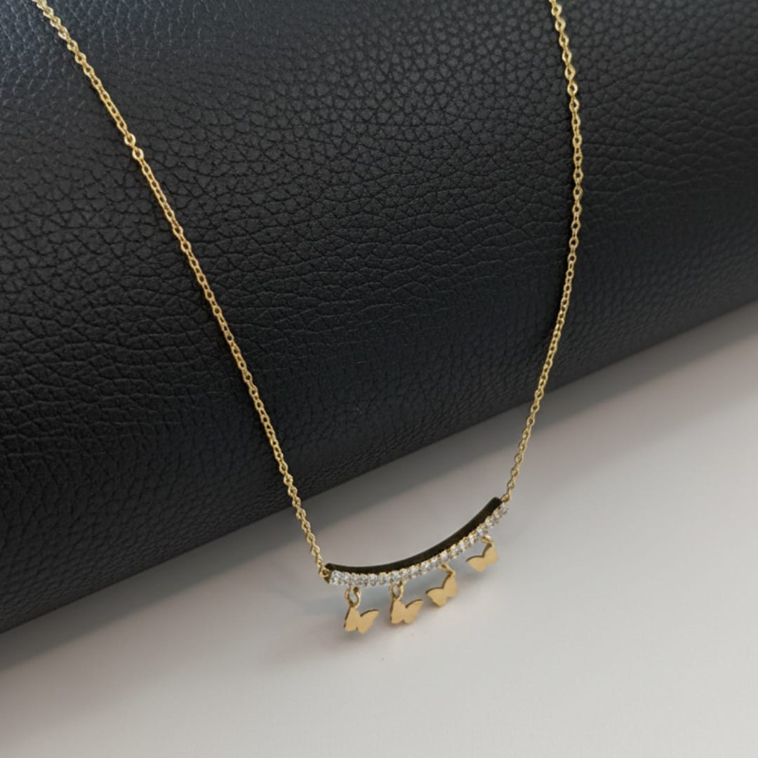 EverShine Anti-Tarnish Stainless Steel CZ Butterfly Charm Chain