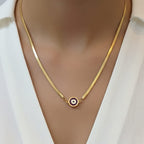 Premium Anti-Tarnish Steel Gold Evil Eye Pendant Chain