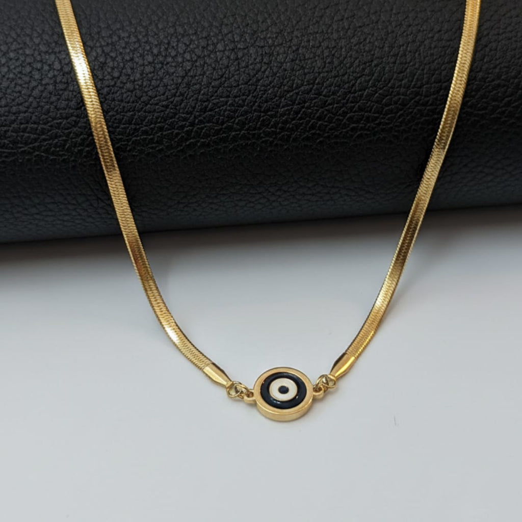 Premium Anti-Tarnish Steel Gold Evil Eye Pendant Chain