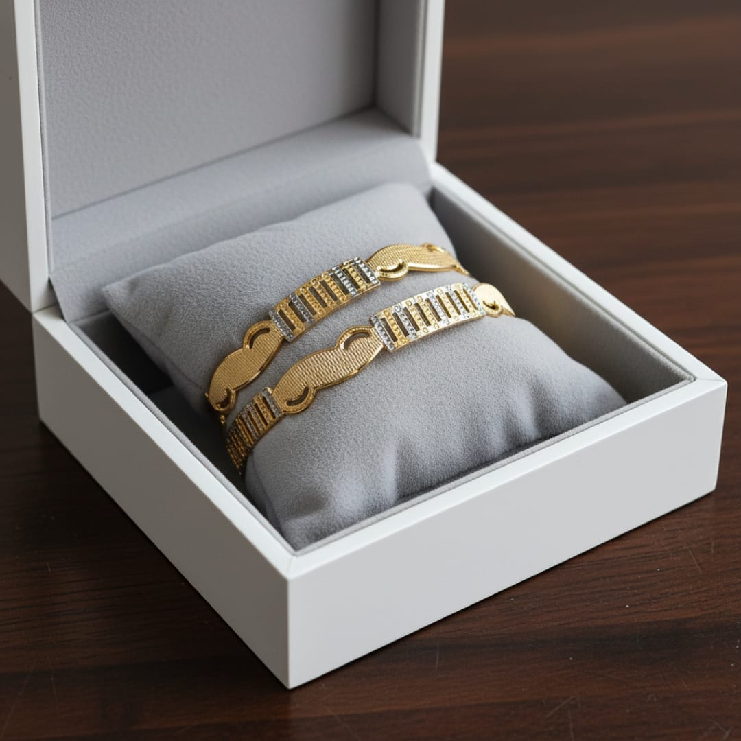 CNC Omega-Motif Dual-Tone Bangles | Set of 2