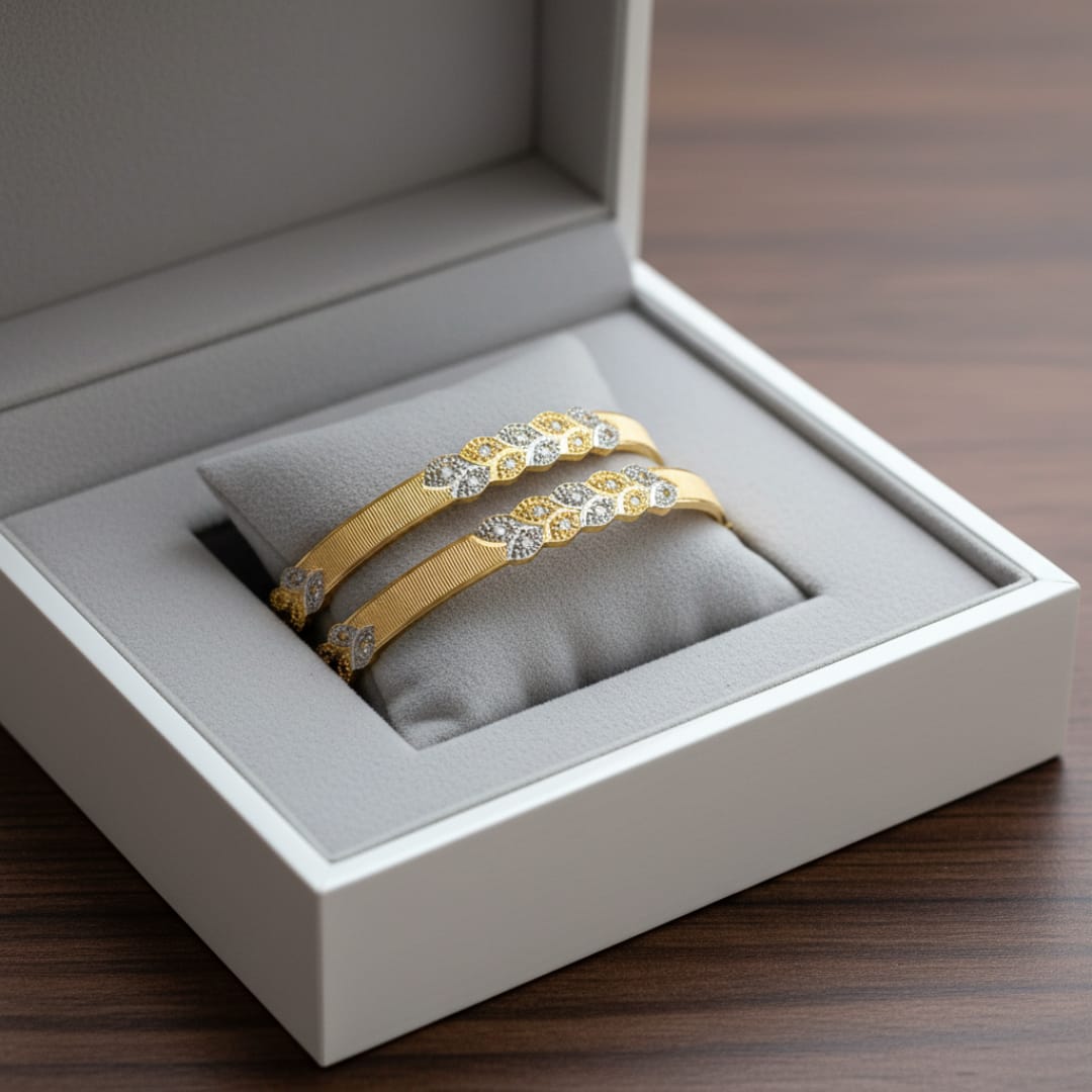 CNC Omega-Motif Dual-Tone Bangles | Set of 2