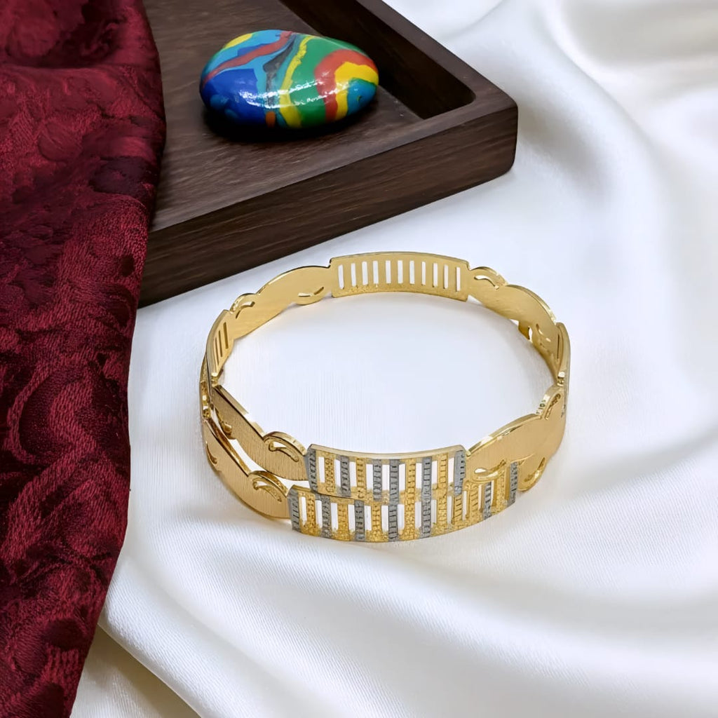 CNC Omega-Motif Dual-Tone Bangles | Set of 2
