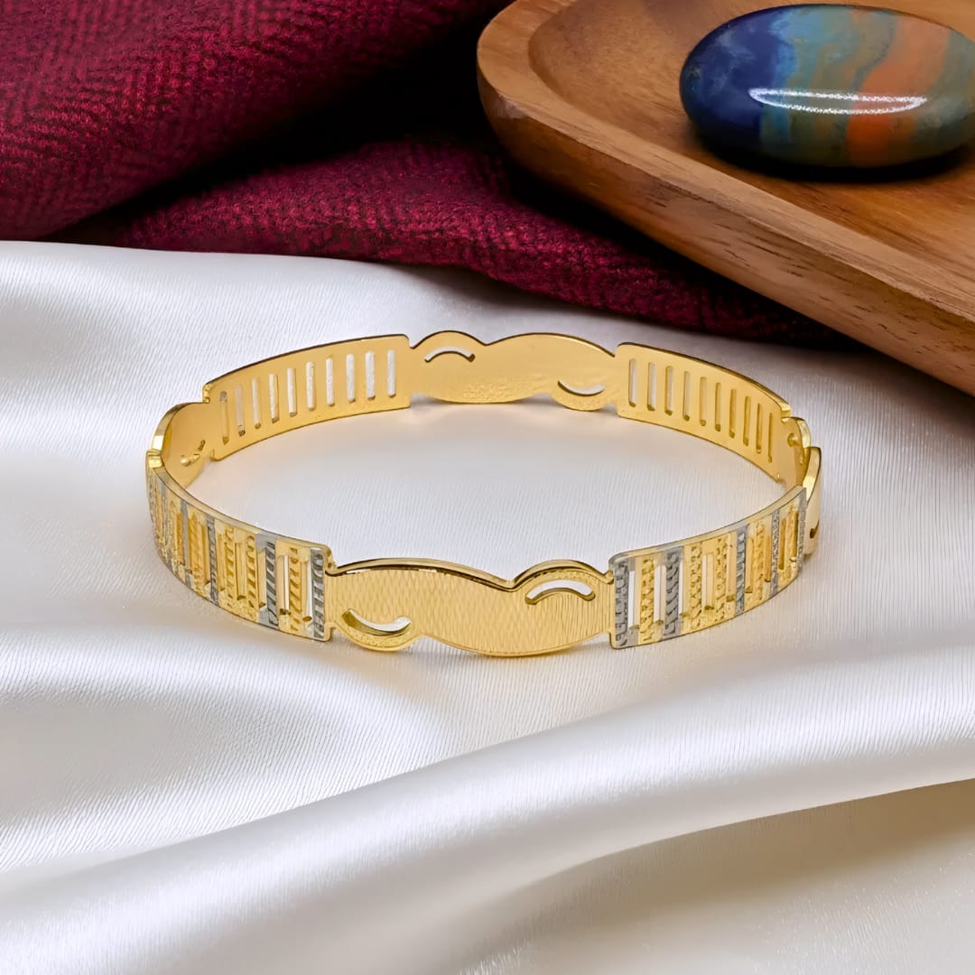 CNC Omega-Motif Dual-Tone Bangles | Set of 2