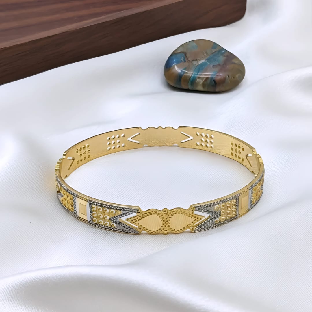 CNC Micro-Mesh V-Motif Bangles | Set of 2