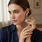 Polki CZ Butterfly Motif Stone Drop Earrings