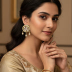 Polki Kundan Round Chandbali Earrings