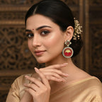 Meenakari Tree of Life Round Drop Earrings
