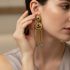 Rajwadi Dual Tone Tassel Earrings