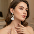 Polki CZ Butterfly Motif Stone Drop Earrings