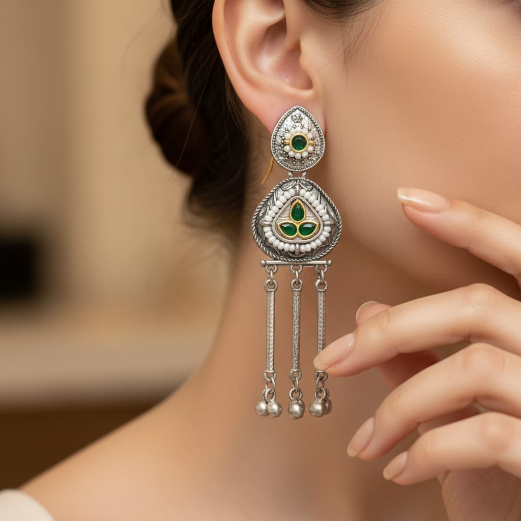 Rajwadi Dual Tone Tassel Earrings
