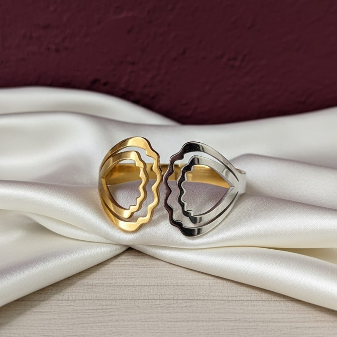 Open Heart Layered Statement bangle