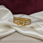 Gold Open Lattice Floral Cuff Bangle