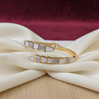Gold Serpent Wrap White Enamel CZ Bangle