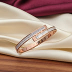 Rose Gold Mother of Pearl Double CZ Row Bangle
