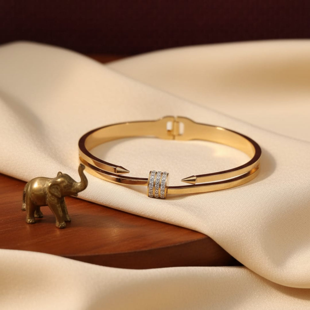 Gold Nail Spike Diamond Cuff Bangle