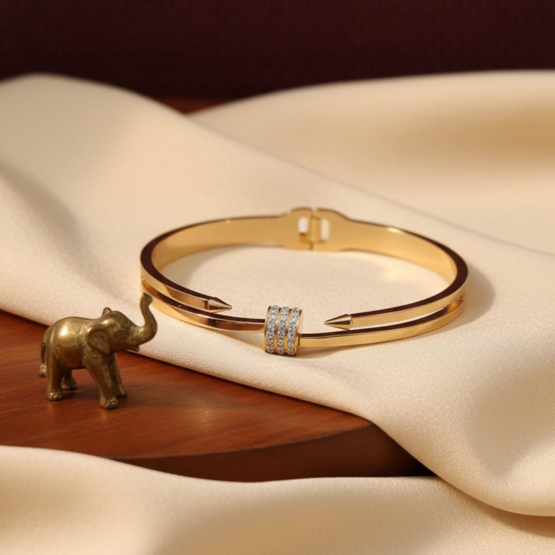 Gold Nail Spike Diamond Cuff Bangle