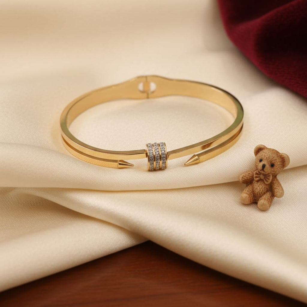 Gold Nail Spike Diamond Cuff Bangle