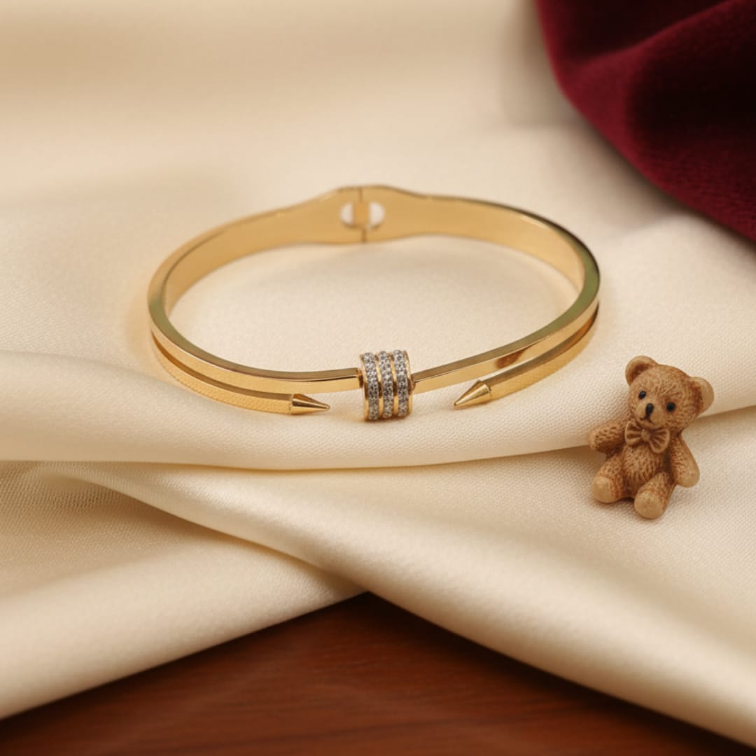 Gold Nail Spike Diamond Cuff Bangle