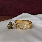 Gold Geometric Lattice Cuff Bangle