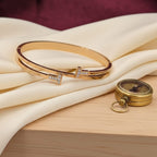 Gold Double T-Bar Diamond Bangle