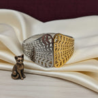 Dual Tone Filigree Bangle – Silver & Gold Openwork Cuff
