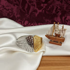 Dual Tone Filigree Bangle – Silver & Gold Openwork Cuff