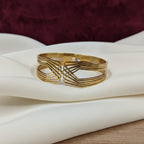 Multi-Wire Geometric Crossover Open Cuff Gold-Tone Bangle