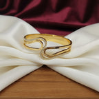 Double Teardrop Loop Crystal-Edge Gold-Tone Bangle