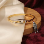 Safety Pin Clasp Pavé Crystal Gold-Tone Bangle