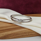 Infinity Knot Crystal Silver-Tone Bangle