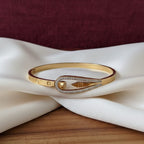 Safety Pin Clasp Pavé Crystal Gold-Tone Bangle
