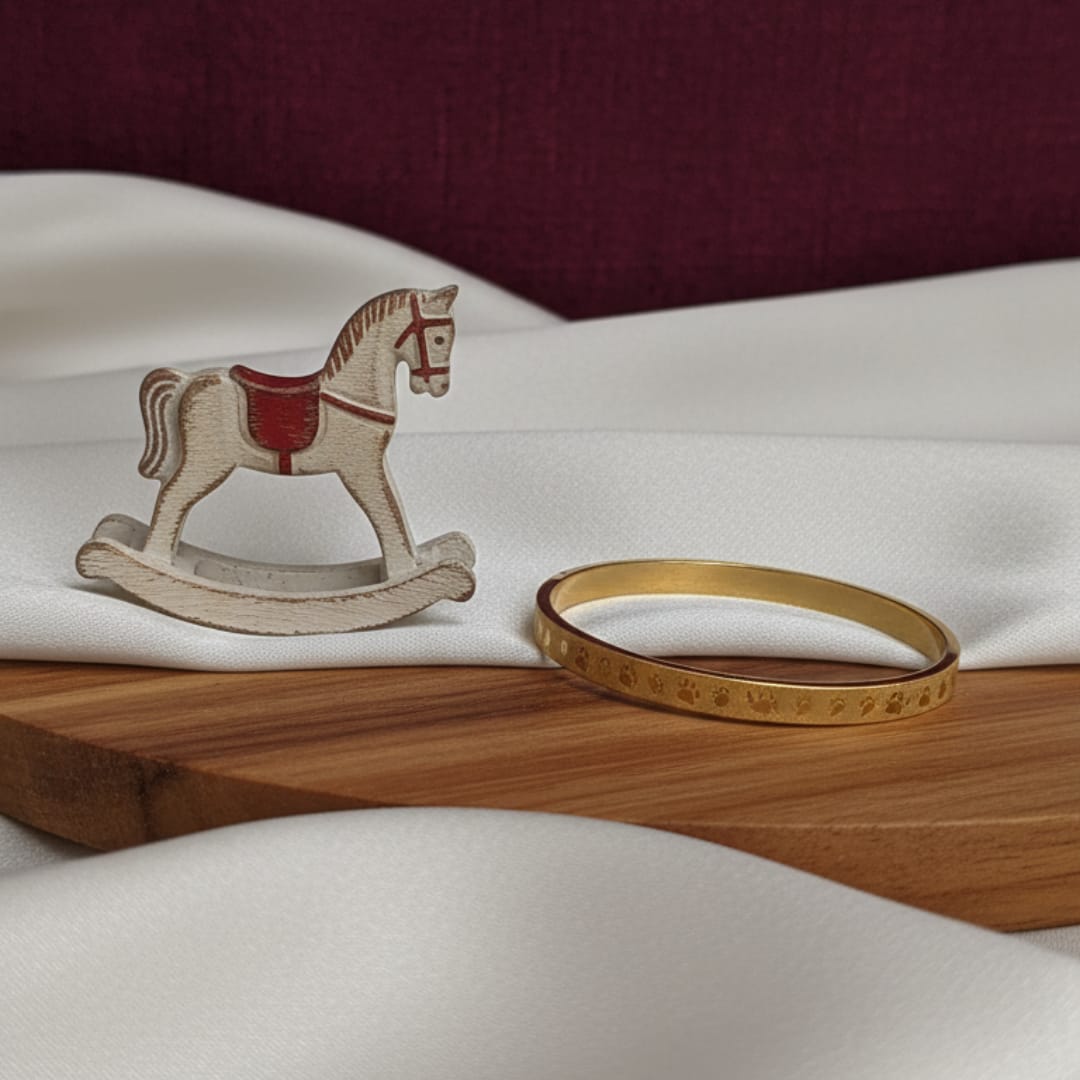 Paw Print Engraved Gold-Tone Bangle