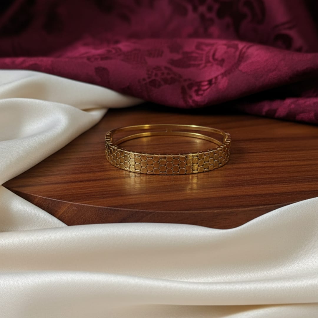 Honeycomb Textured Gold-Tone Bangle