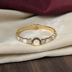 Roman Dial White Enamel Gold-Tone Bangle