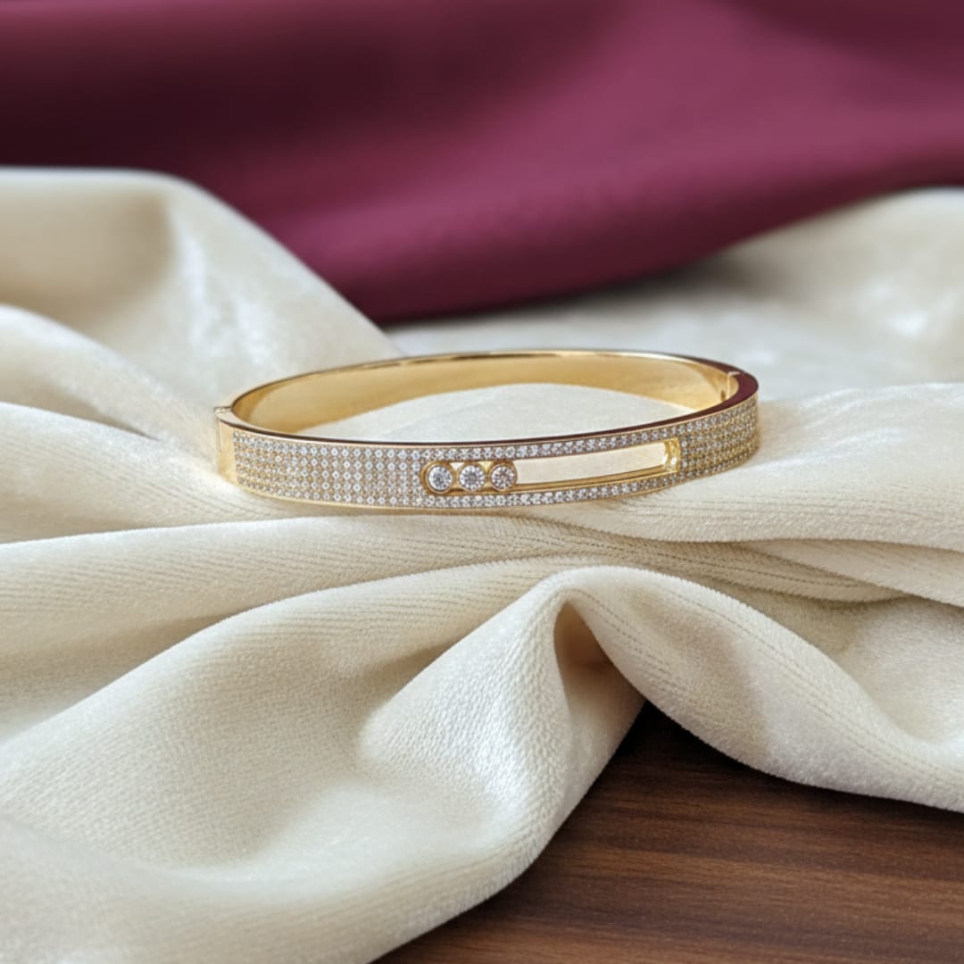Pavé Trio Slider Gold-Tone Bangle
