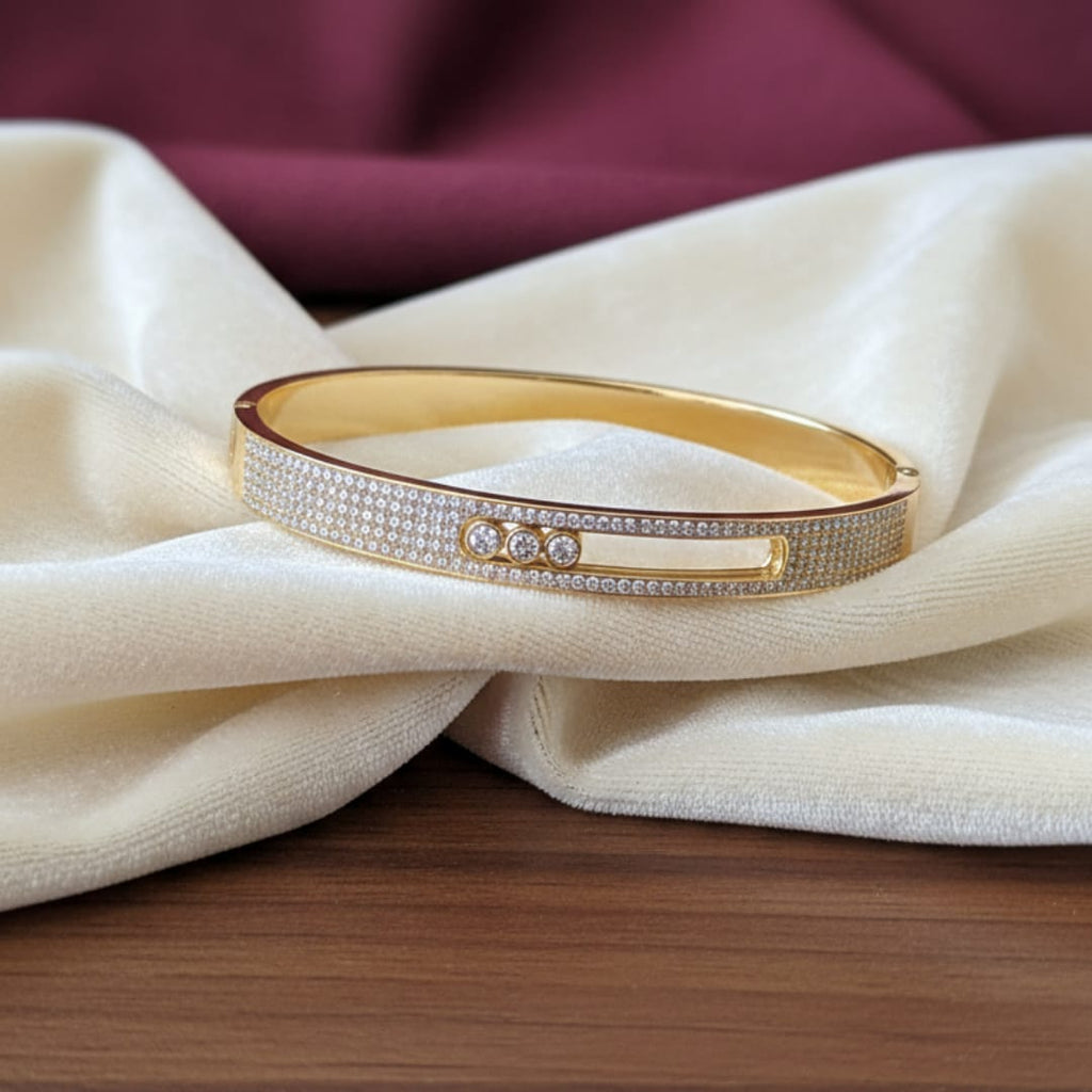 Pavé Trio Slider Gold-Tone Bangle